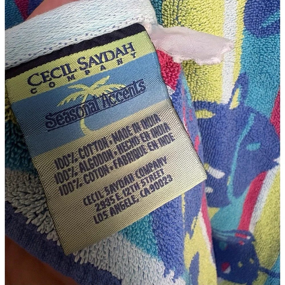 Cecil Saydah Vintage 90s Neon Multicolor Fish Frutiger 62x26 Beach Towel
